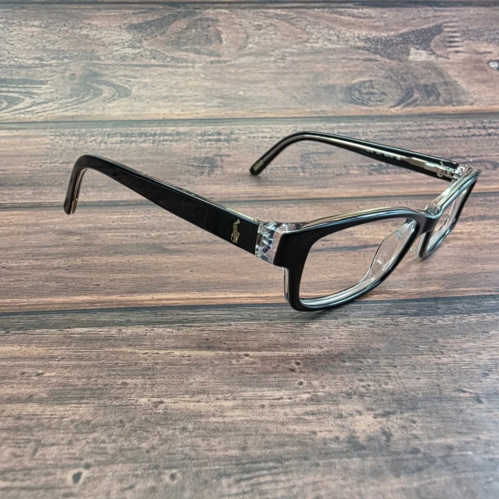 Polo Ralph Lauren 8518 541‎ Black Clear Rectangle Eyeglass Frames 46-15-125